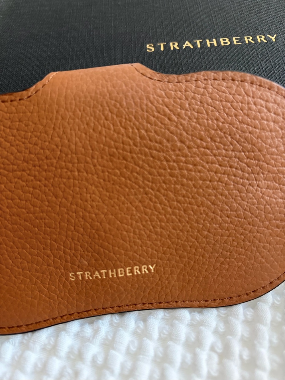 Strathberry Multrees Sunglasses Case Tan Leather Os Mint Euc Retail $180 View 3